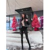 Лосины из лаковой кожи со вставками из трикотажа