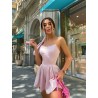 Сатиновый корсетный комбинезон с жемчугом на талии