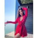 Легкое летнее платье халатик на запах с рюшками