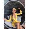 Легкое летнее платье халатик на запах с рюшками