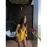 Легкое летнее платье халатик на запах с рюшками