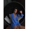 Легкое летнее платье халатик на запах с рюшками