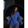 Легкое летнее платье халатик на запах с рюшками