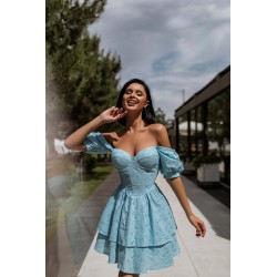 Хлопковое платье-бюстье с пышной юбкой голубого цвета