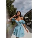 Хлопковое платье-бюстье с пышной юбкой голубого цвета