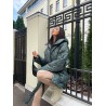 Стеганая куртка-кимоно с капором-капюшоном