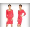Платье декольте с колье коралл