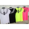 Футболка Philipp Plein крылья в стразах + рванка желтый неон