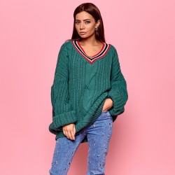 Свитер с V-образным вырезом oversize 6940